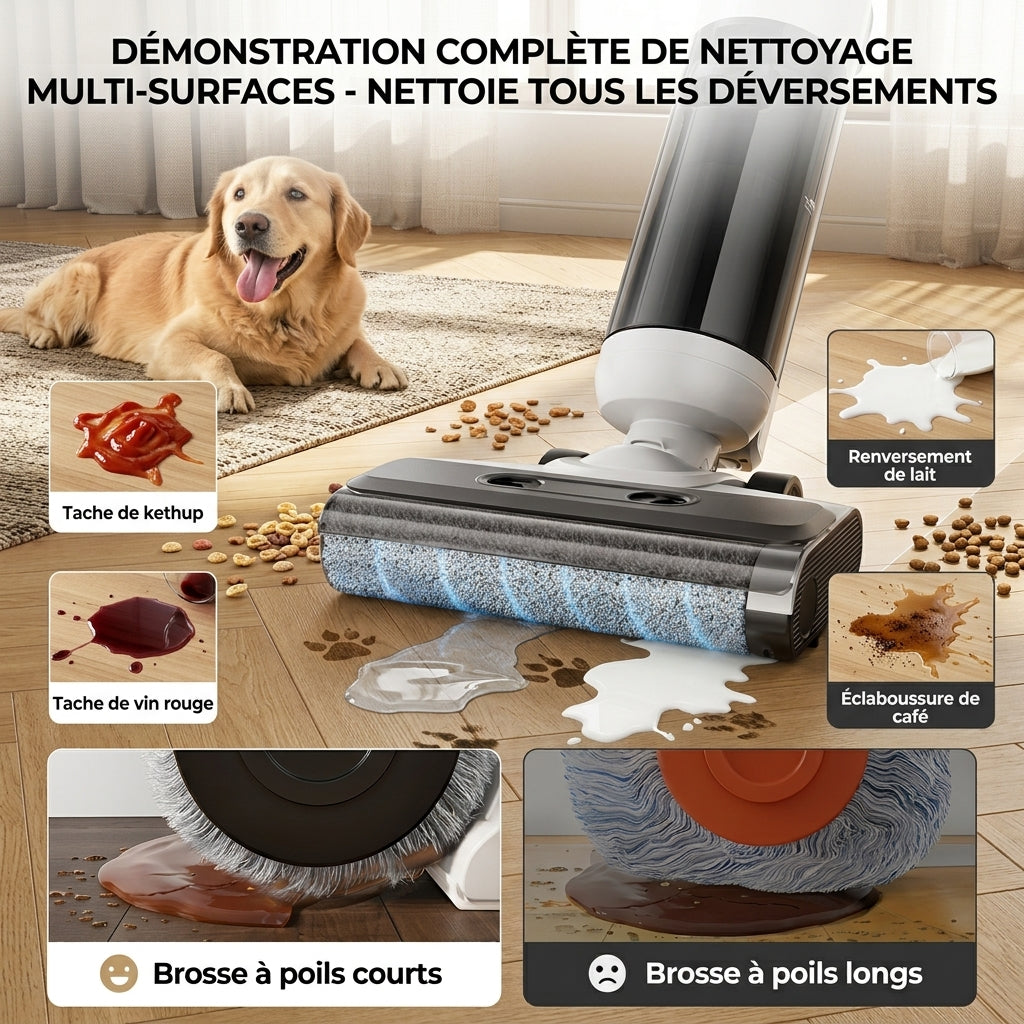 Aspirateur balais sans fil grand réservoir 800 ml-Kleeva