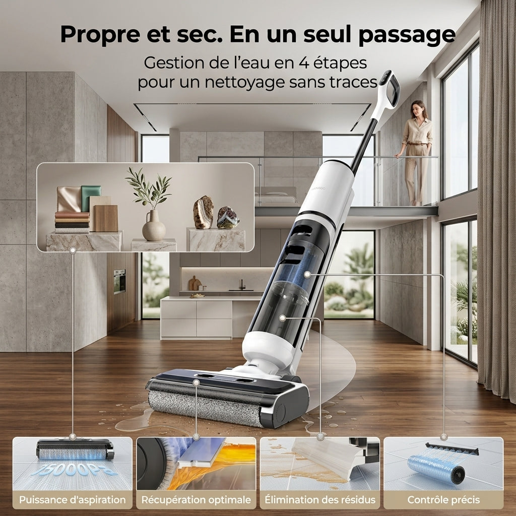 Aspirateur balais sans fil grand réservoir 800 ml-Kleeva
